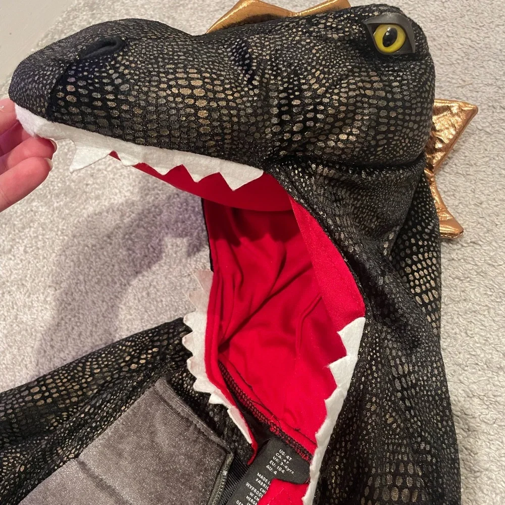 Dinosaur Halloween Costume for Kids Size 4T Black & Gold - Picture 3 of 6